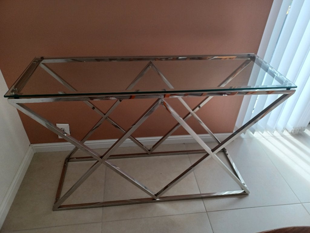 Sidetable eric kuster/richmond style, Ophalen, 100 tot 150 cm, Zo goed als nieuw, Glas