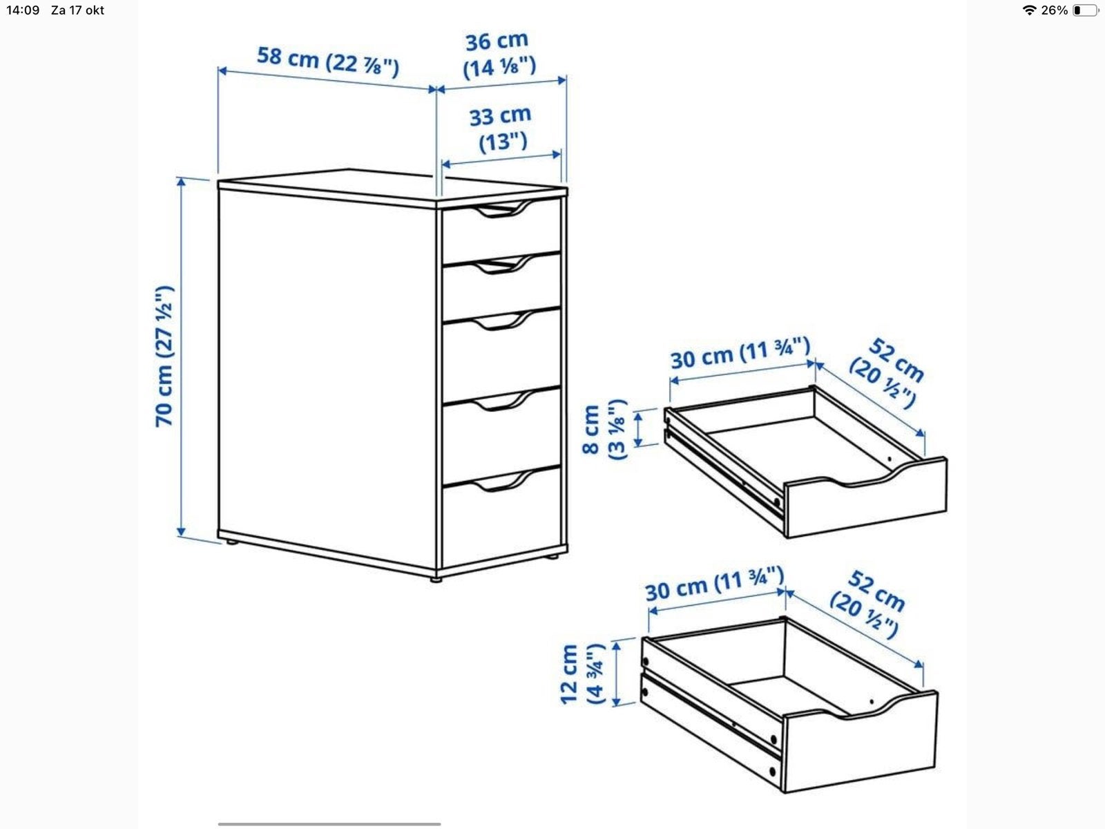 Ikea alex lade kastje afhalen in zuidhorn, Zo goed als nieuw, Minder dan 100 cm, 25 tot 50 cm, 50 tot 100 cm