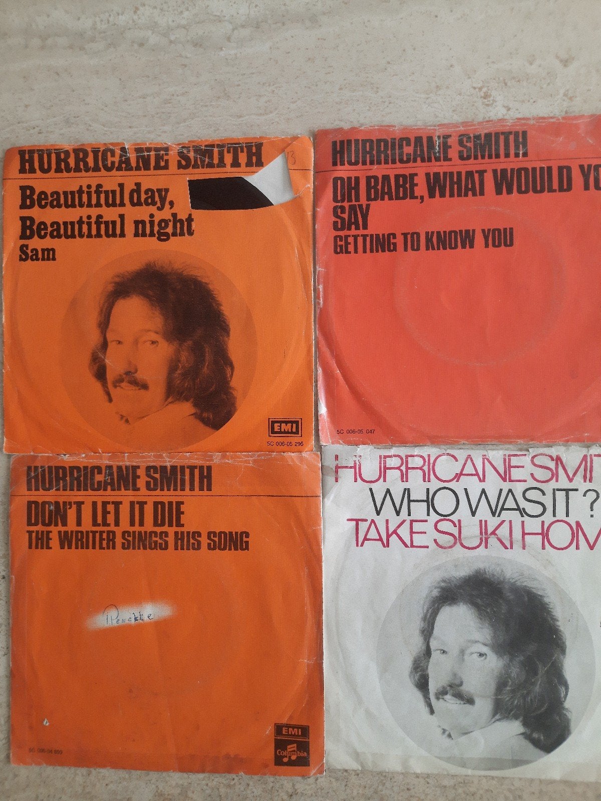 4x vinyl singels van Hurricane Smith, Cd's en Dvd's, Ophalen of Verzenden, Zo goed als nieuw, Overige formaten