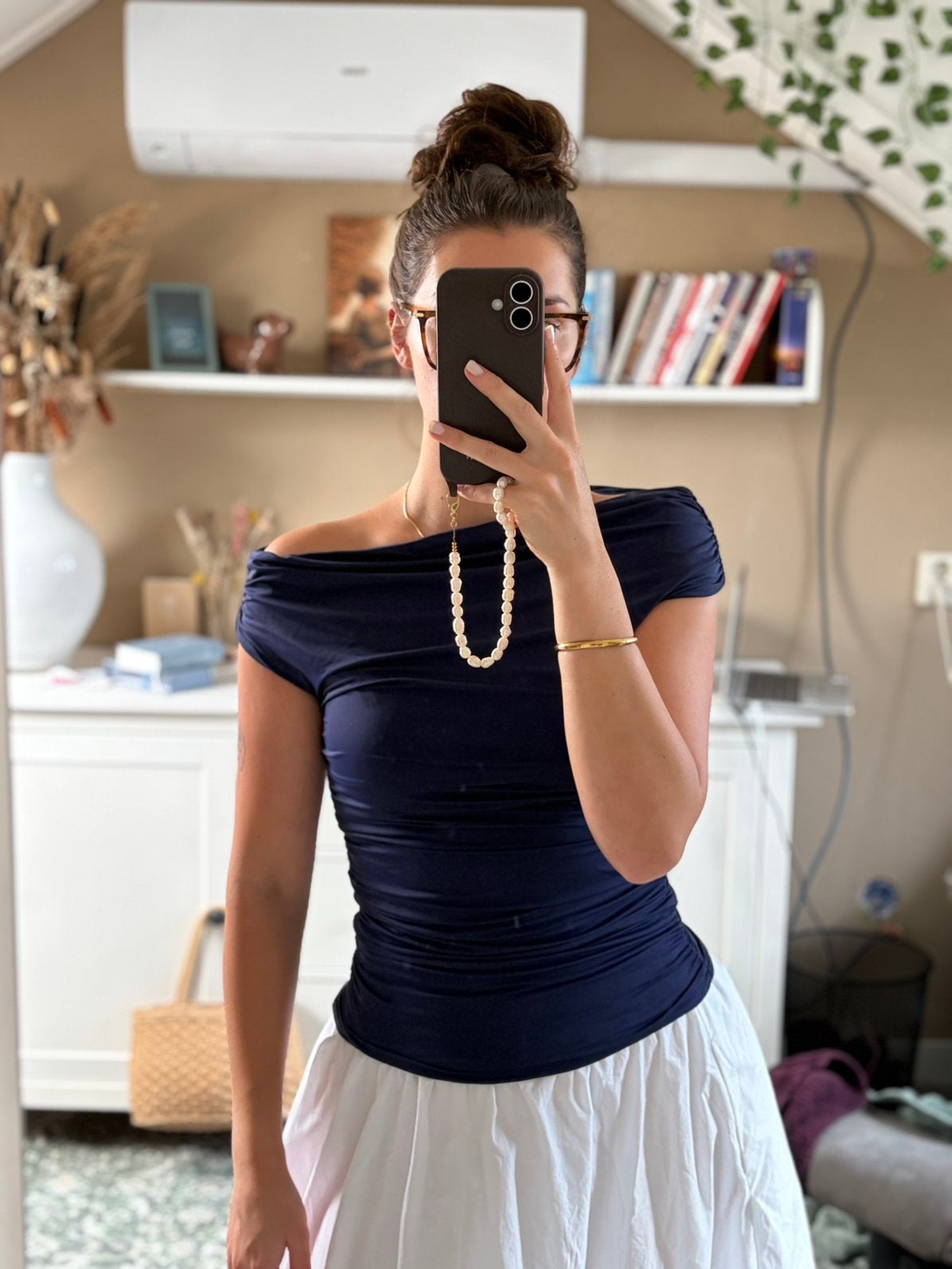 Off shoulder top, Blauw, Ophalen of Verzenden, Zo goed als nieuw, Korte mouw