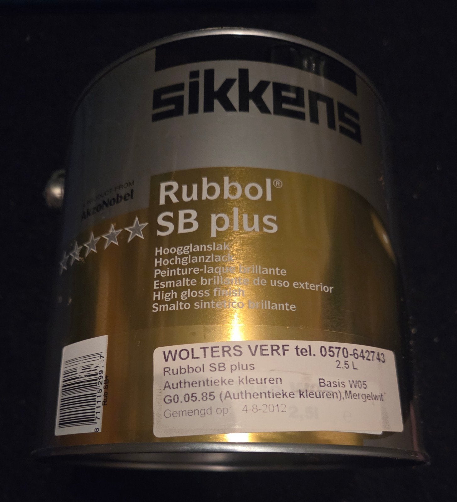 VERKOCHT!! Sikkens Rubbol SB plus hoogglanslak Mergelwit, Wit, Nieuw, Ophalen of Verzenden, Lak
