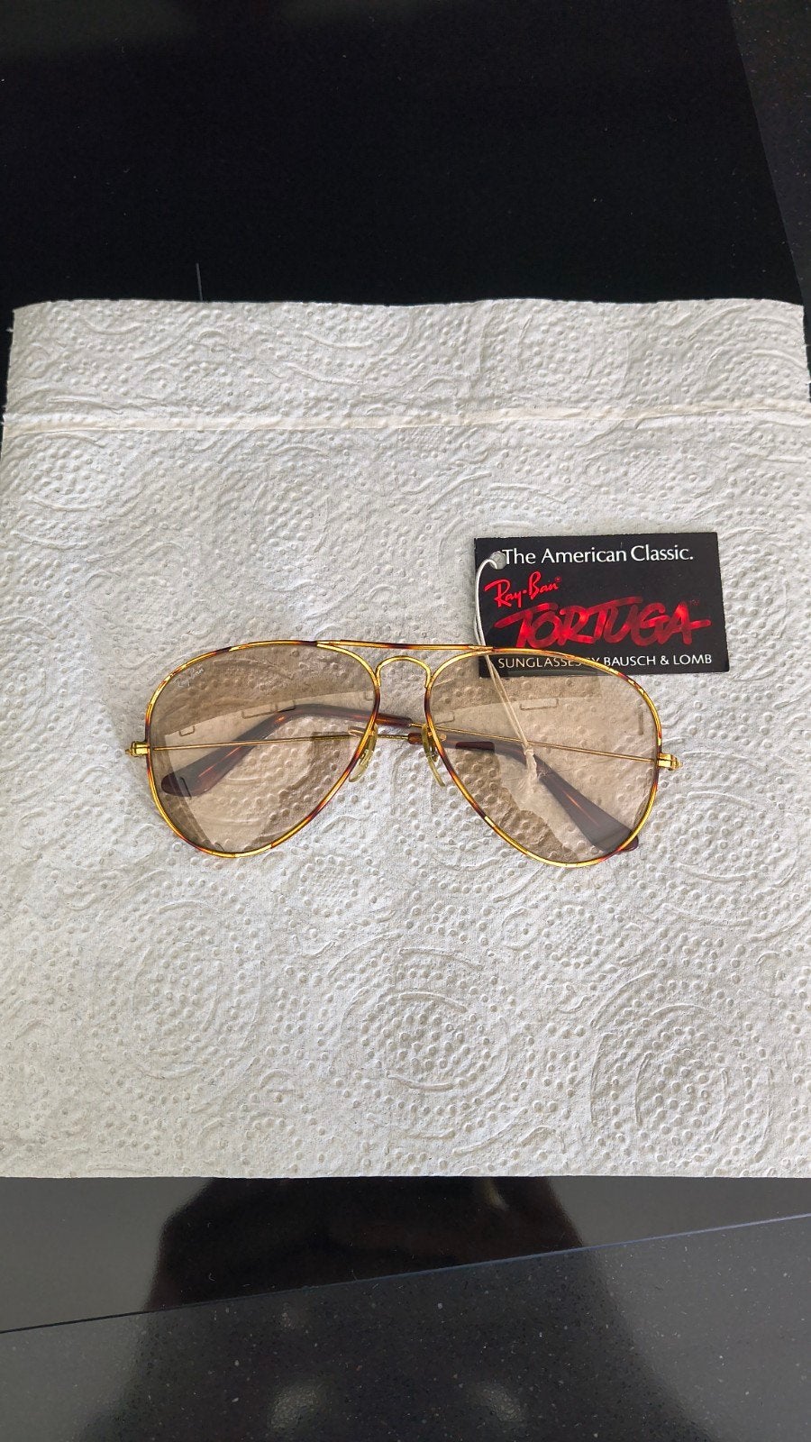 Vintage Ray-Ban B&L USA Tortuga Aviator 58-14 Changeable, Gebruikt, Zonnebril, Geel, Ophalen of Verzenden