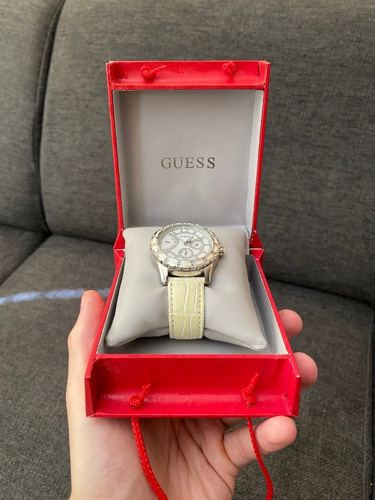 Guess Dames horloge – W15054L1, Leer, Staal, Guess, Polshorloge