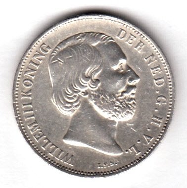 Willem III - 1 gulden 1863 mooie ZF+ -Sch.615, Postzegels en Munten, Munten | Nederland, Verzenden, Koning Willem III, 1 gulden