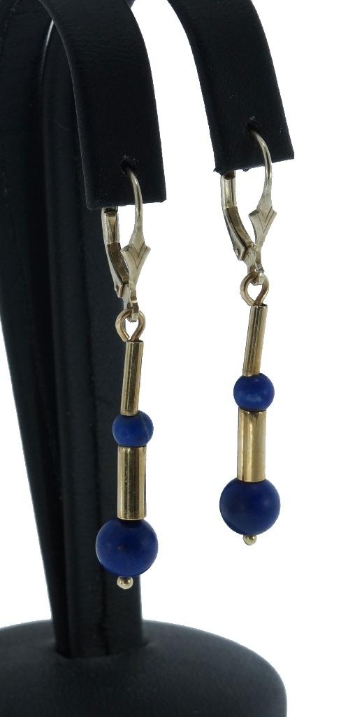 Lapis Lazuli 14k gouden oorbellen edelsteen dames retro