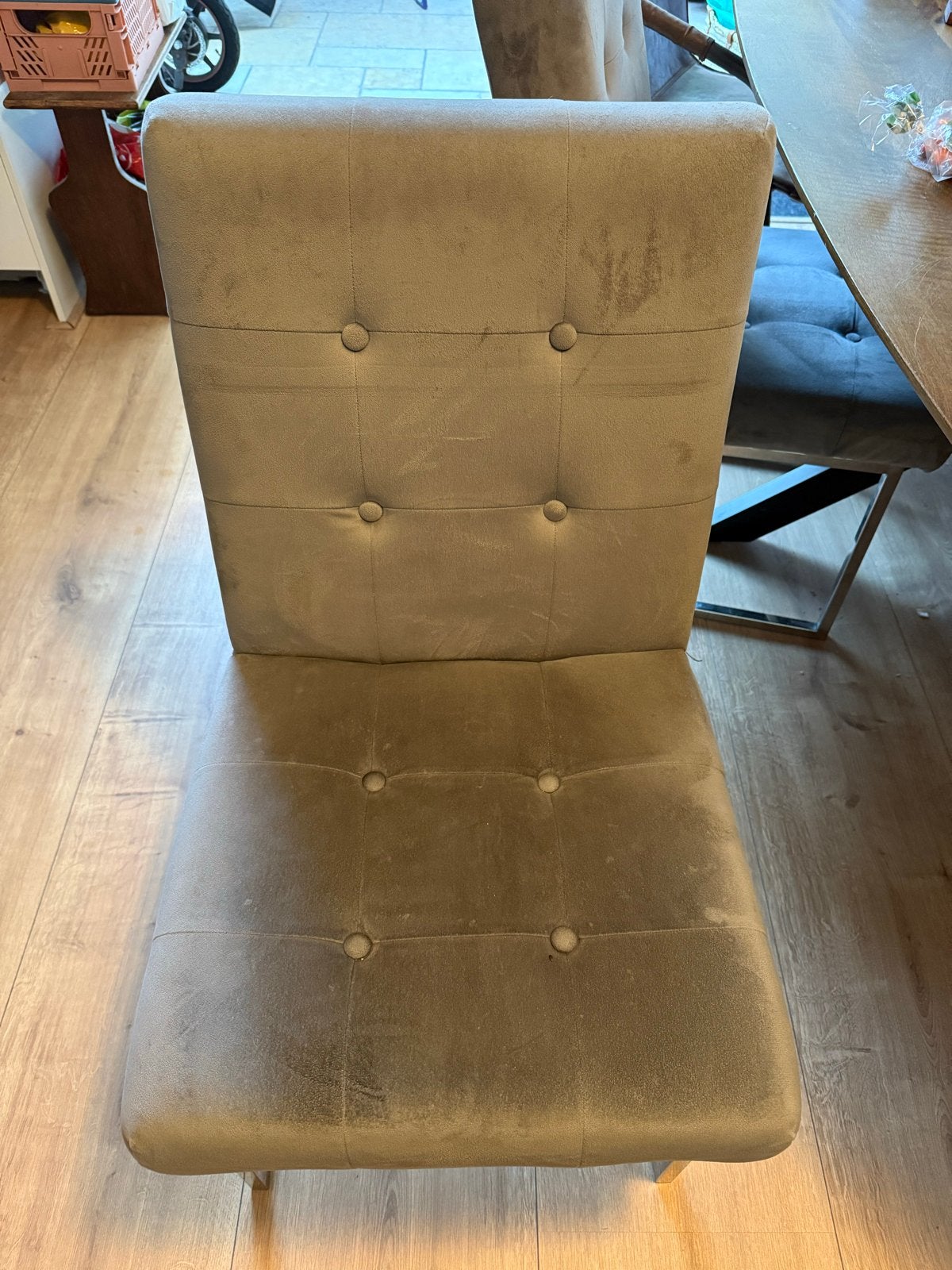 Taupe Richmond eettafelstoelen - Gebruikt, goede staat, Huis en Inrichting, Ophalen, Gebruikt, Overige kleuren, Stof