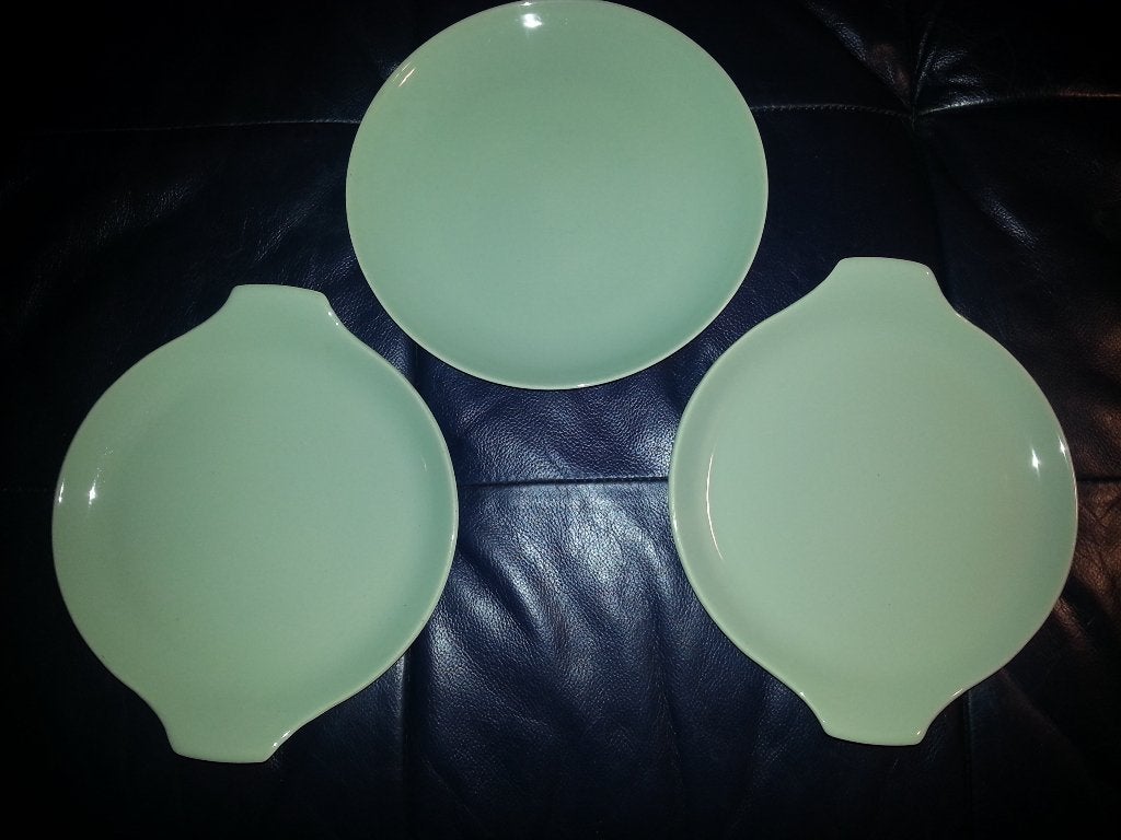 Goedewaagen  pastel groen maestro ontbijtord en vleesbordjes, Vintage, Ophalen of Verzenden, Zo goed als nieuw, Bord(en)