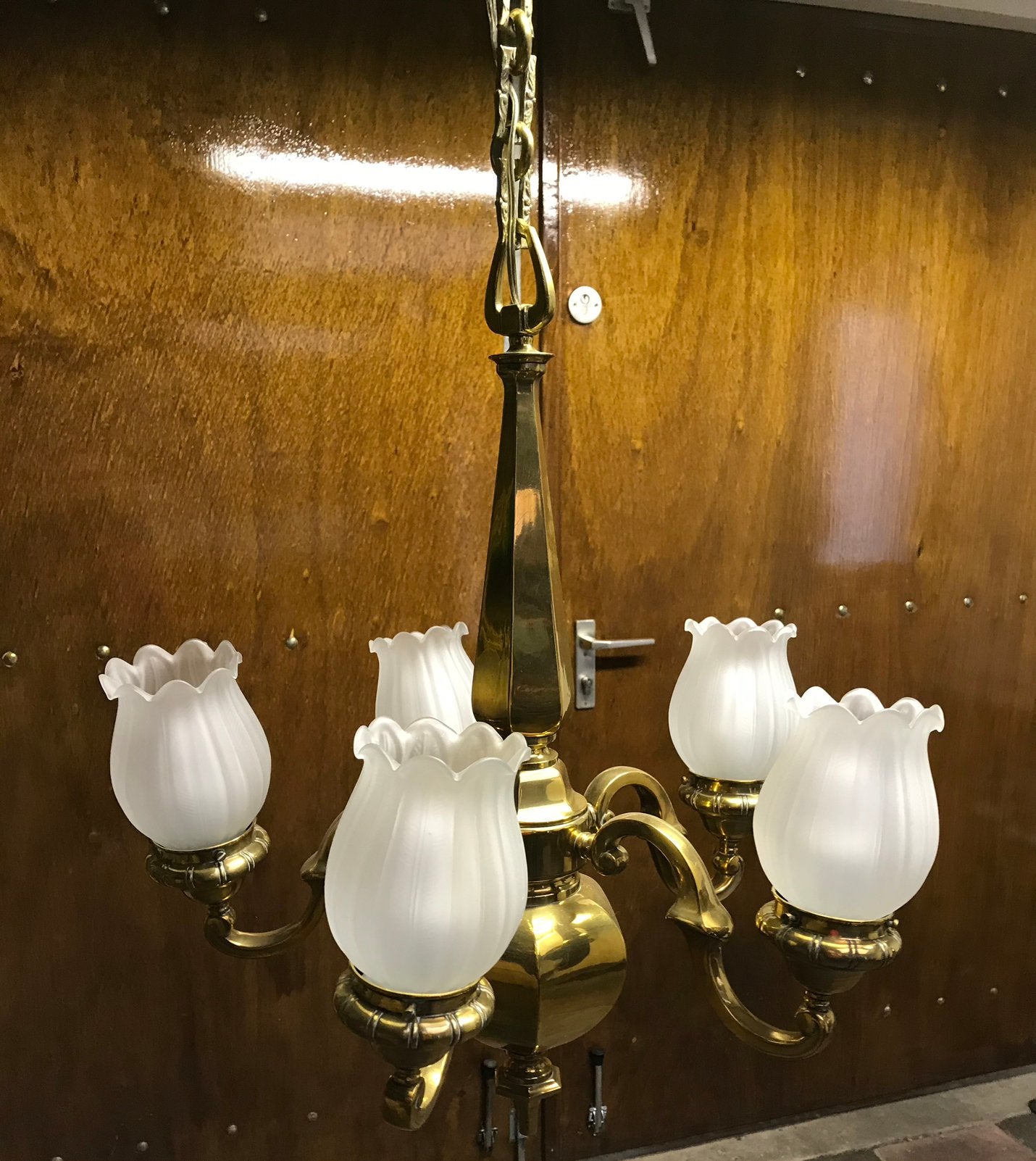 TE KOOP AANGEBODEN: PRACHTIGE KOPEREN HANGLAMP, Huis en Inrichting, Lampen | Kroonluchters, Ophalen, Gebruikt