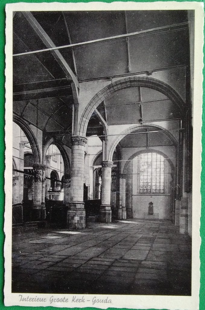 Gouda, Interieur groote kerk. Klf, Verzenden, 1940 tot 1960, Ongelopen, Zuid-Holland