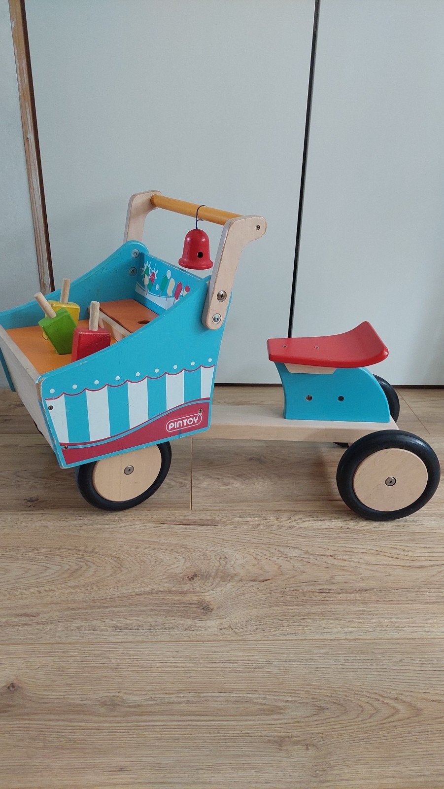 Houten bakfiets als ijscokar, Ophalen, Gebruikt, Loopvoertuig
