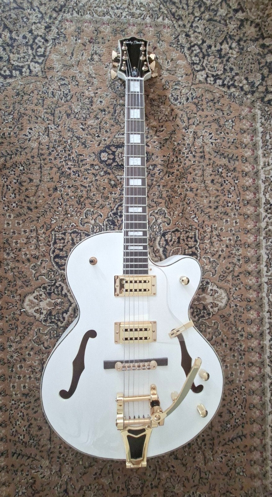 Harley Benton HB-35Plus White Semi-Hollow Body Gitaar, Ophalen, Zo goed als nieuw, Hollow body, Overige merken