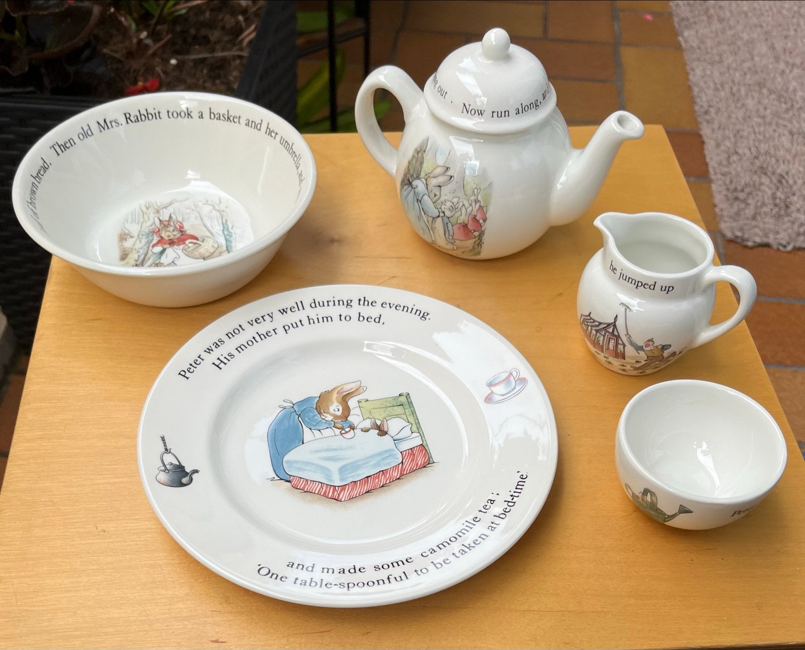 Wedgwood Peter Rabbit Kinderservies Vijfdelig, Ophalen of Verzenden, Zo goed als nieuw