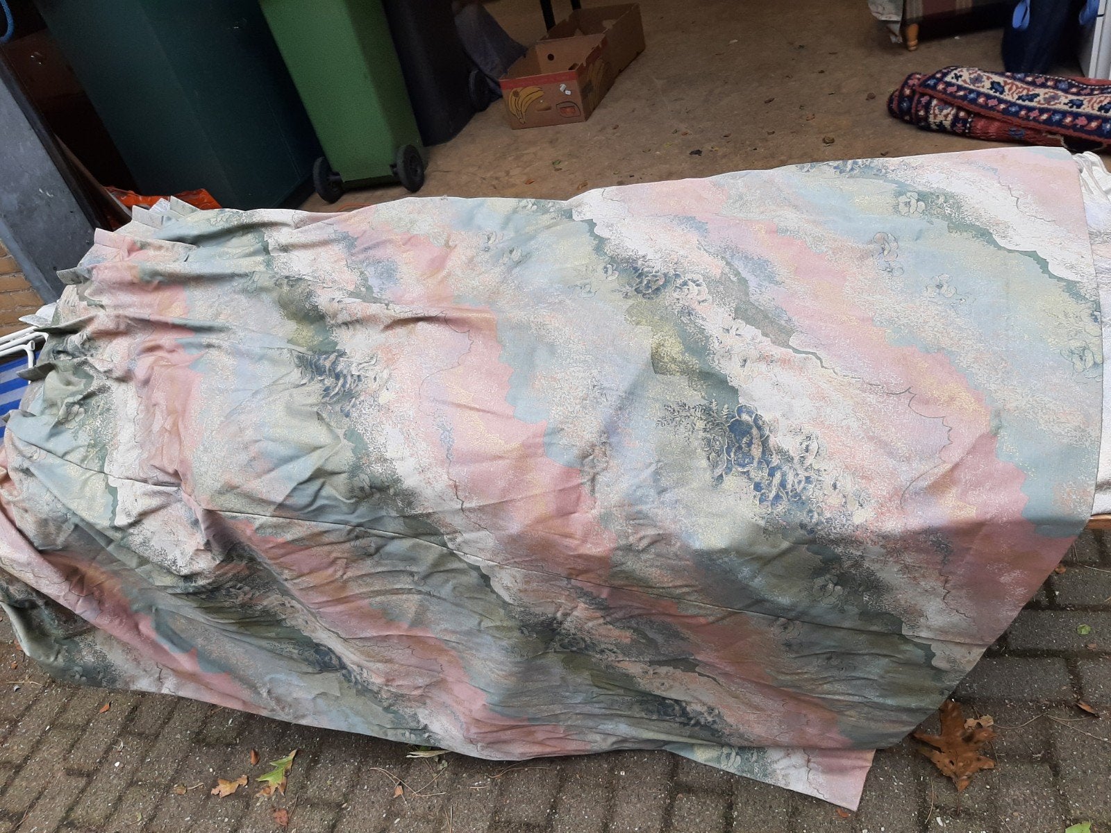 Partij van 14 gevoerde gordijnen, diverse maten, Huis en Inrichting, Ophalen, Overige materialen, Met haken, Gebruikt