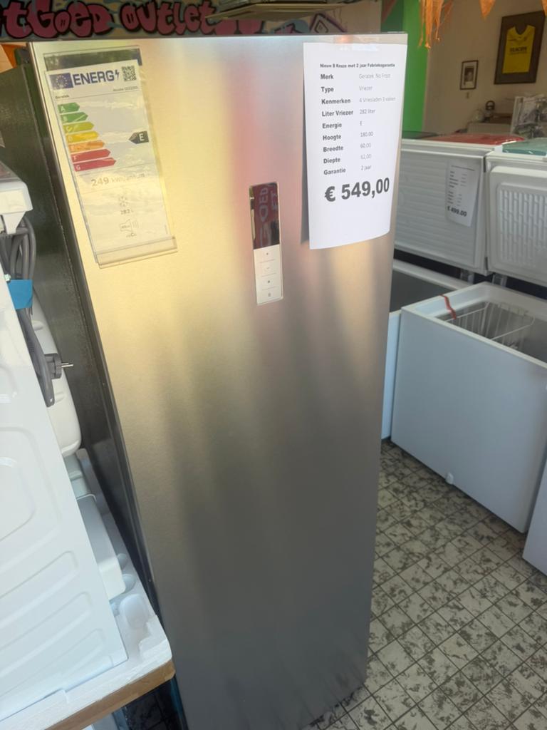 Rvs vriezer nieuw 282 liter no frost, Vrieskast, Minder dan 60 cm, Energieklasse A of zuiniger, Vrijstaand