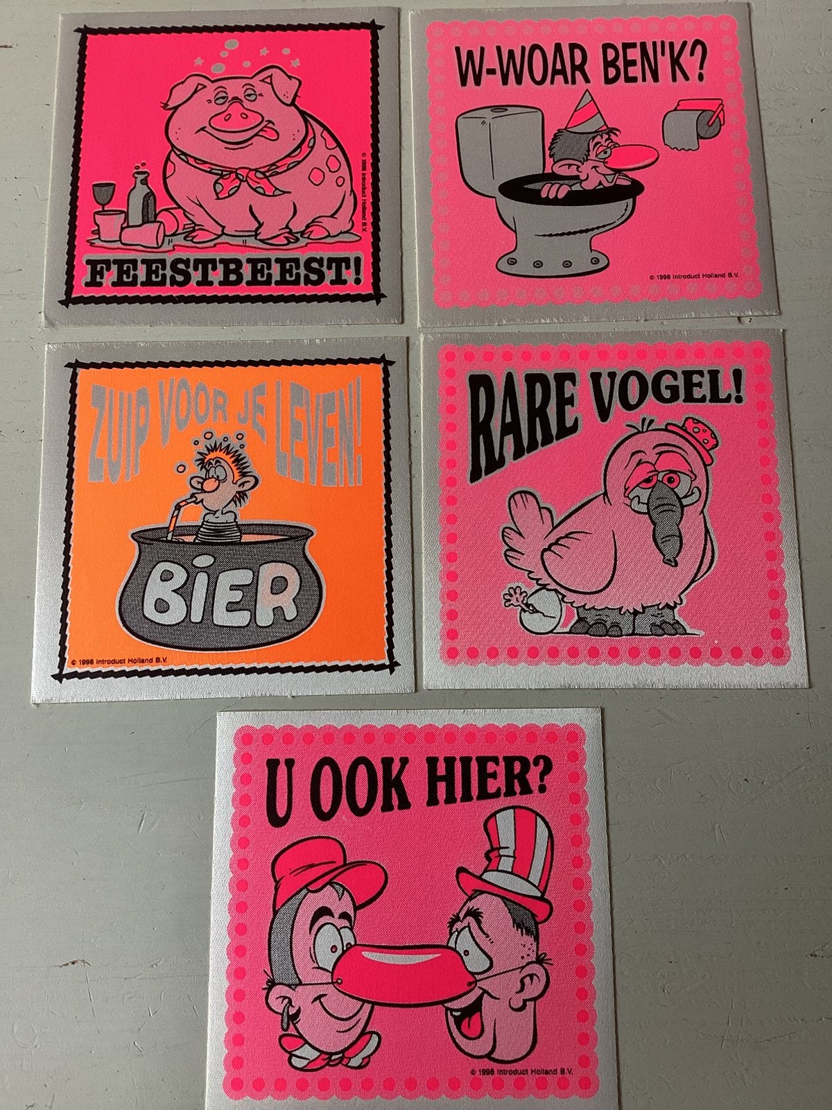 5 linnen stickers voor Carnaval, Verzenden, Zo goed als nieuw