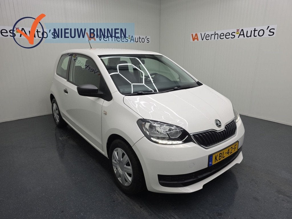 Skoda Citigo 1.0 Grt. Active (bj 2019), Auto's, Voorwielaandrijving, Stof, Gebruikt, Wit