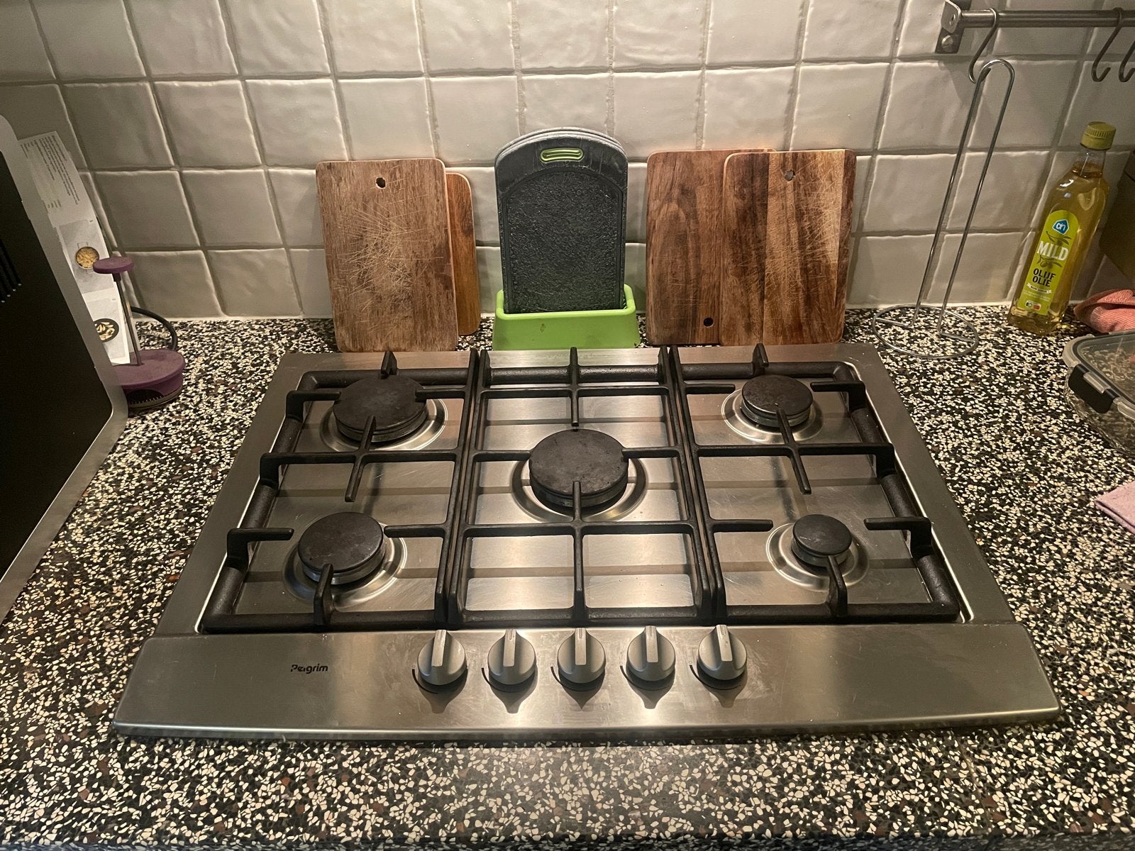 Pelgrim gasfornuis met 5 kookzones, Ophalen, Gebruikt, Inbouw, Gas