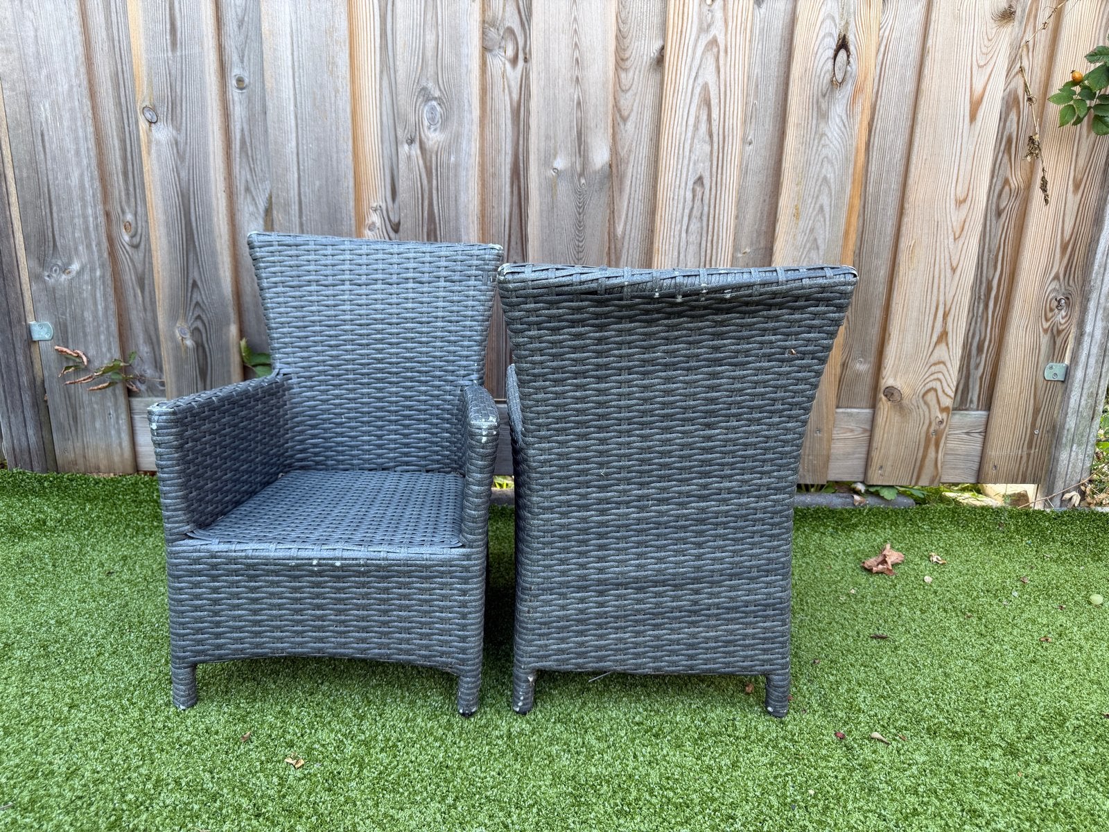 2x Wicker kinder tuinstoelen - Grijs, Ophalen, Gebruikt, Wicker