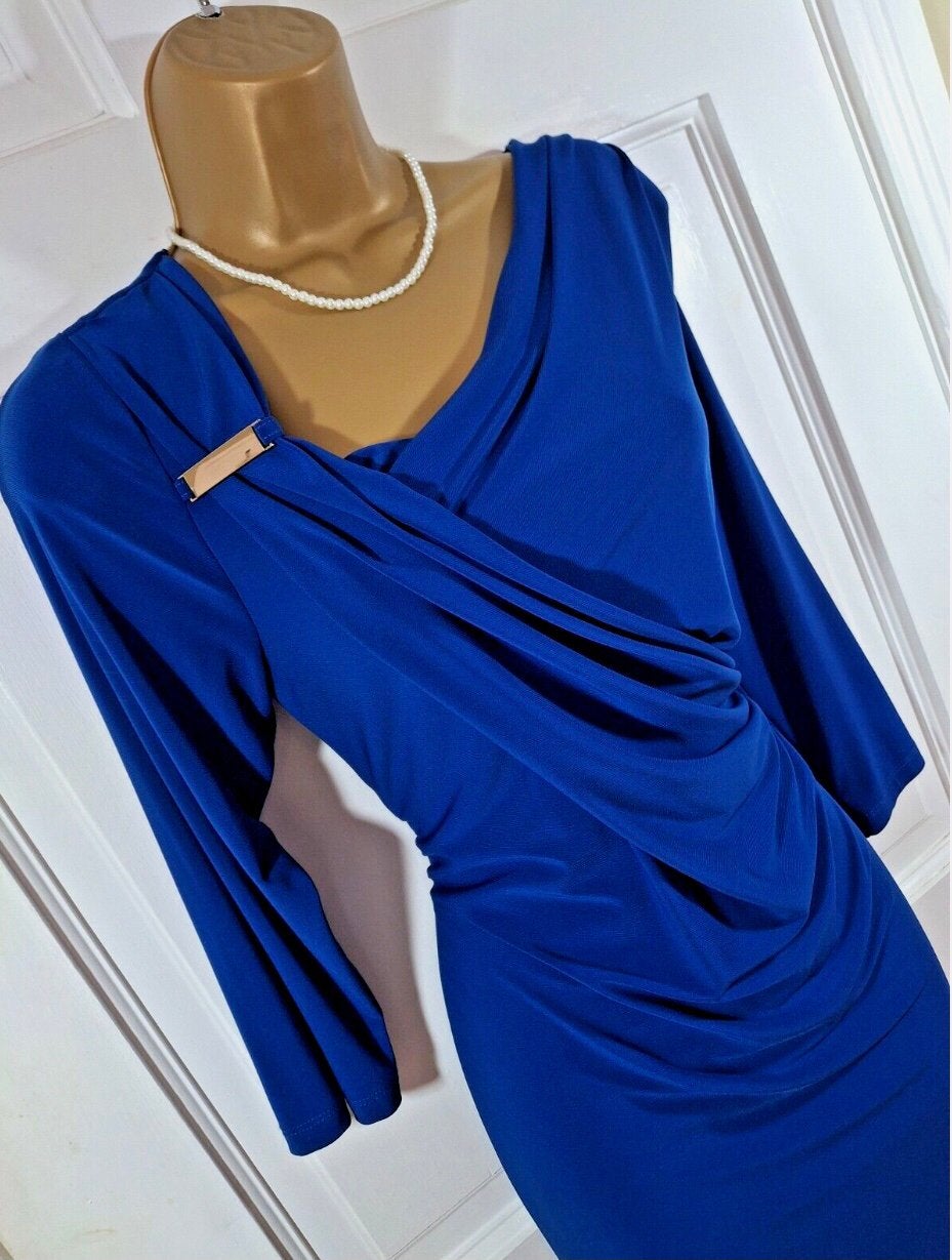 Frank Lyman elegante jurk koningsblauw mooie details 38, Kleding | Dames, Jurken, Maat 38/40 (M), Zo goed als nieuw, Onder de knie