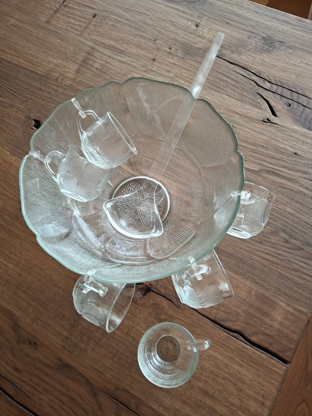 Bowl-set met zes glazen en opscheplepel, Ophalen, Gebruikt, Glas, Kom(men)