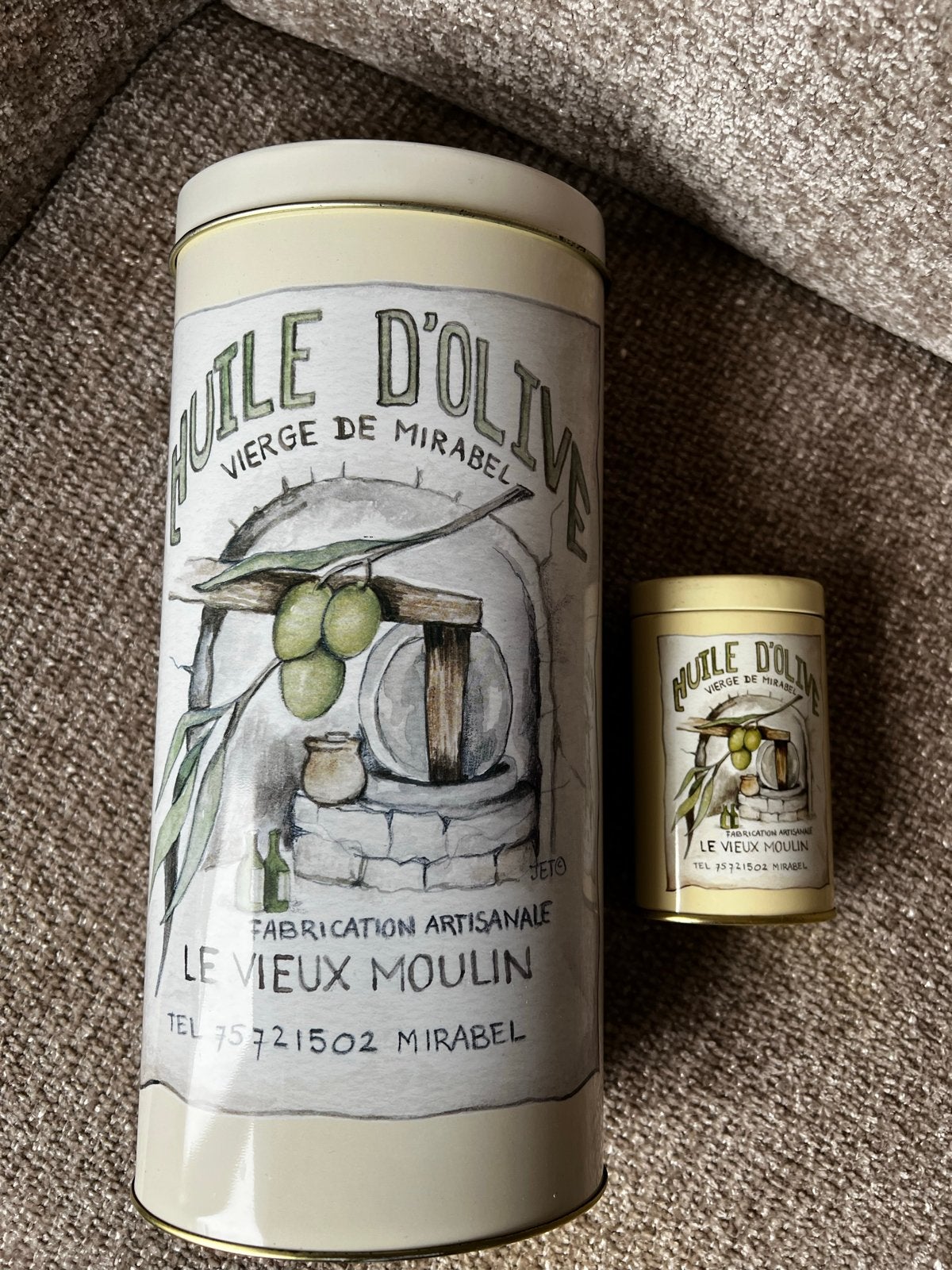 Jet ter Steege  blikken ‘Huile d'Olive' -olijven servies, Ophalen of Verzenden, Gebruikt, Overige stijlen, Overige typen