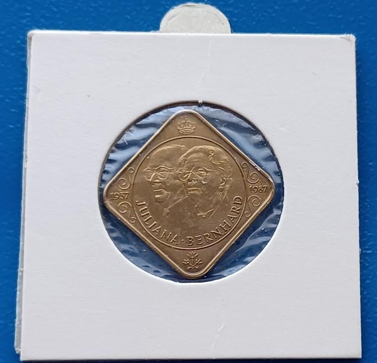 Penning "50 jarig huwelijk Juliana Bernhard", Verzenden, Brons, Nederland