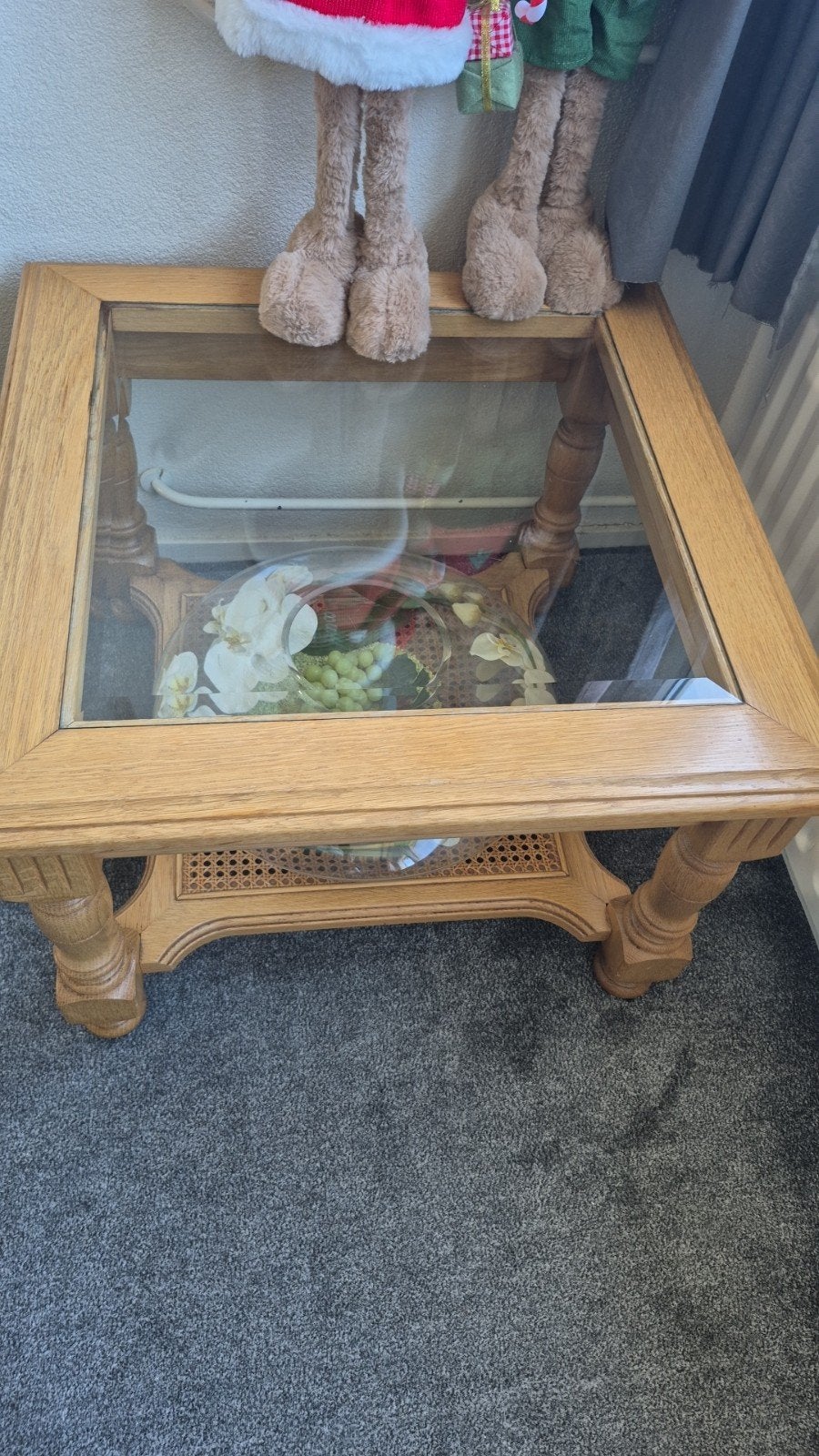 Gratis salontafel van beukenhout en glas, Ophalen