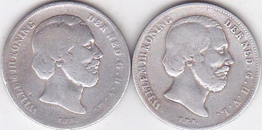 HALVE GULDENS  1862  EN 1863  gebruikt, Ophalen of Verzenden, Koning Willem III, ½ gulden