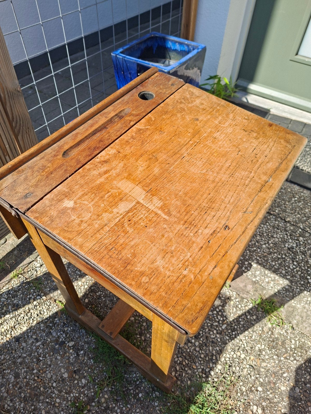 Vintage Brocante buro met klep, Ophalen