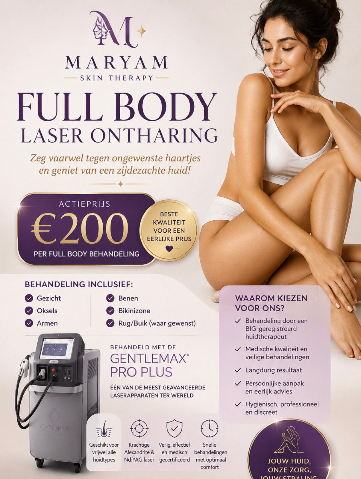 Full body laser met de Gentle Max Pro Plus