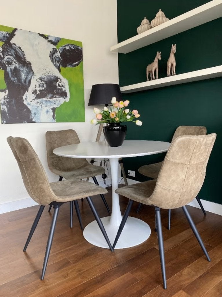 Set van 2 comfortabele eetkamerstoelen - taupe/bruin, Ophalen, Modern, Comfortabel, Twee, Bruin