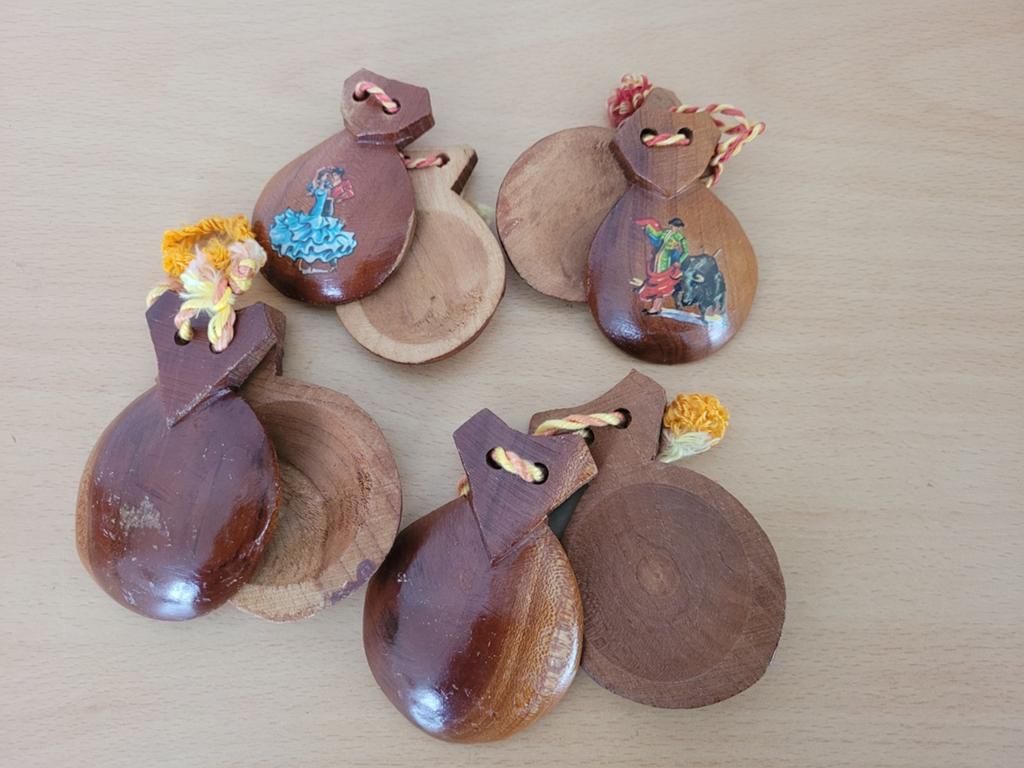 Set van 4 Vintage Spaanse Castagnetten, Muziek en Instrumenten, Ophalen of Verzenden, Gebruikt