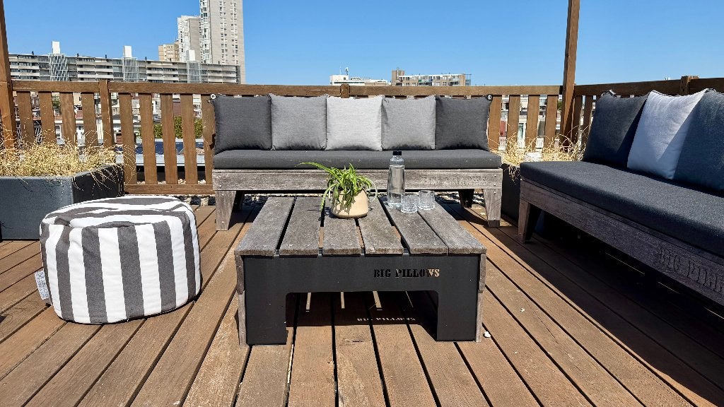 Exclusieve Big Pillows Loungeset  + GRATIS IKEA Ligbedden, Ophalen, Gebruikt, Teakhout, Loungeset