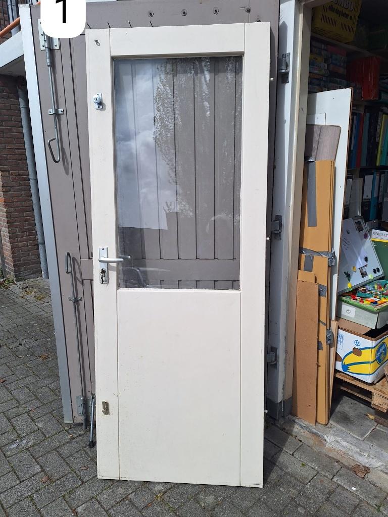 buiten houten deuren, Doe-het-zelf en Verbouw, Deuren en Horren, Ophalen, Gebruikt, Minder dan 80 cm, Minder dan 200 cm