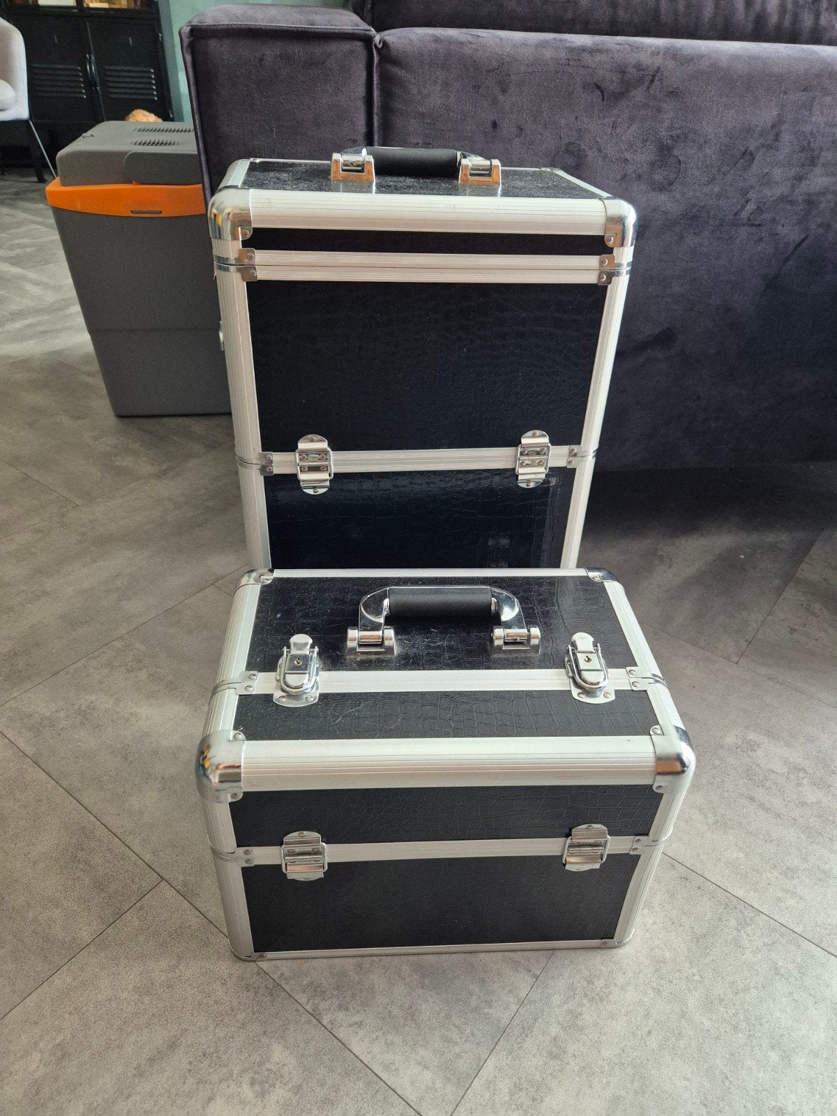 Make-up/schmink trolley koffer op wieltjes, Ophalen, Gebruikt, Zwart, Met spiegeltje(s)