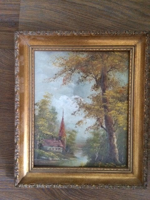 Schilderij boslandschap, Antiek en Kunst, Verzenden