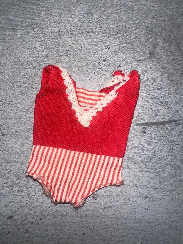 781 Vintage Skipper badpak rood gestreept, Ophalen of Verzenden, Zo goed als nieuw
