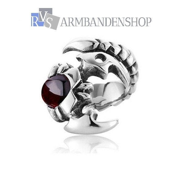 Rvs ring scorpion schorpioen 3D bikers sterrenbeeld scorpio, Sieraden, Tassen en Uiterlijk, Ringen, Nieuw, Dame of Heer, Zilver