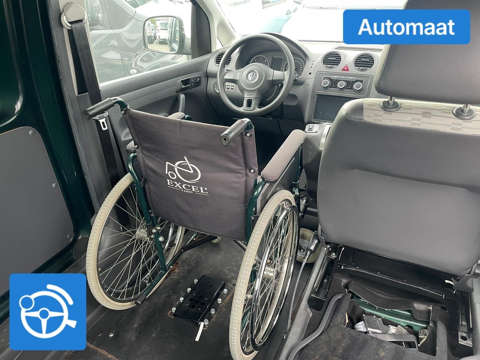 Volkswagen Caddy Rolstoelauto 1+1 Automaat Zelfrijder - rols, Auto's, Automaat, Gebruikt, Zwart, 4 cilinders