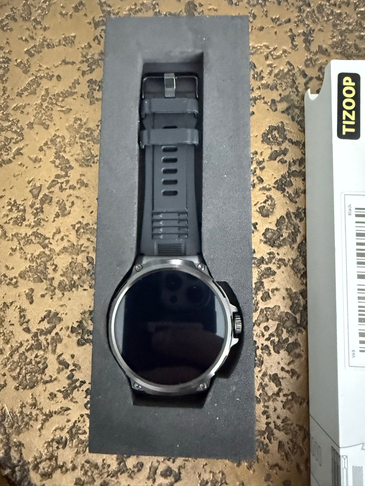 V69 Smartwatch met 1.85 inch HD kleurenscherm en IP68, Zwart, Ophalen of Verzenden, Zo goed als nieuw, Waterdicht