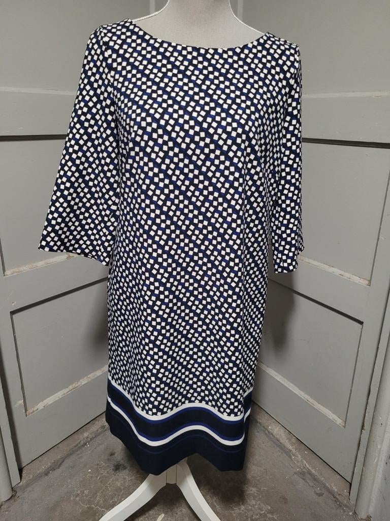 Stijlvolle jurk met geometrisch patroon comma,, Kleding | Dames, Jurken, Maat 38/40 (M), Blauw, Zo goed als nieuw, Comma