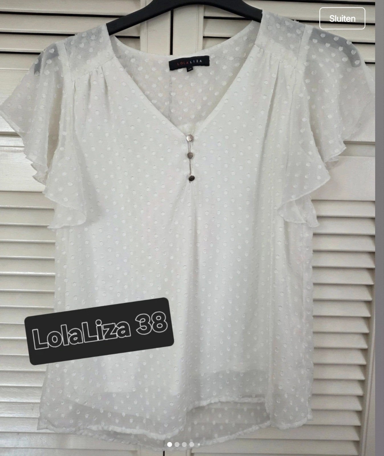 LolaLiza Witte Blouse met Korte Mouwen, Maat 38/40 (M), Wit, Ophalen of Verzenden, Zo goed als nieuw