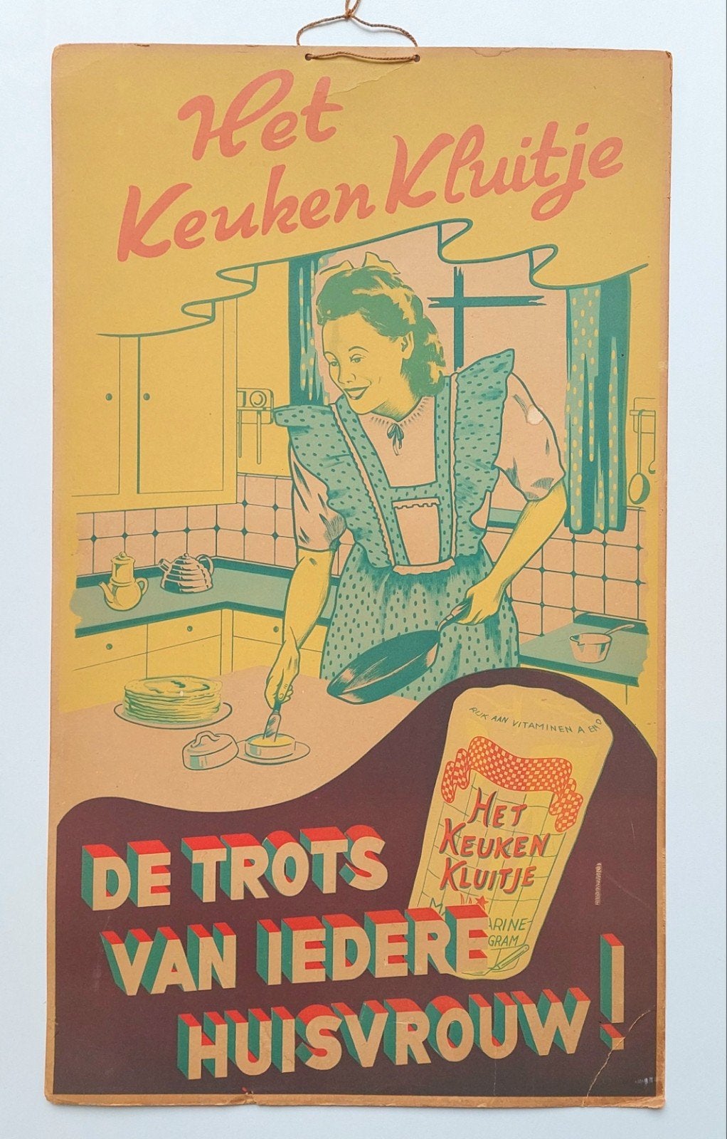 Oud Reclamebord Het Keuken Kluitje Boter Margarine Reclame, Verzamelen, Ophalen of Verzenden, Gebruikt, Reclamebord