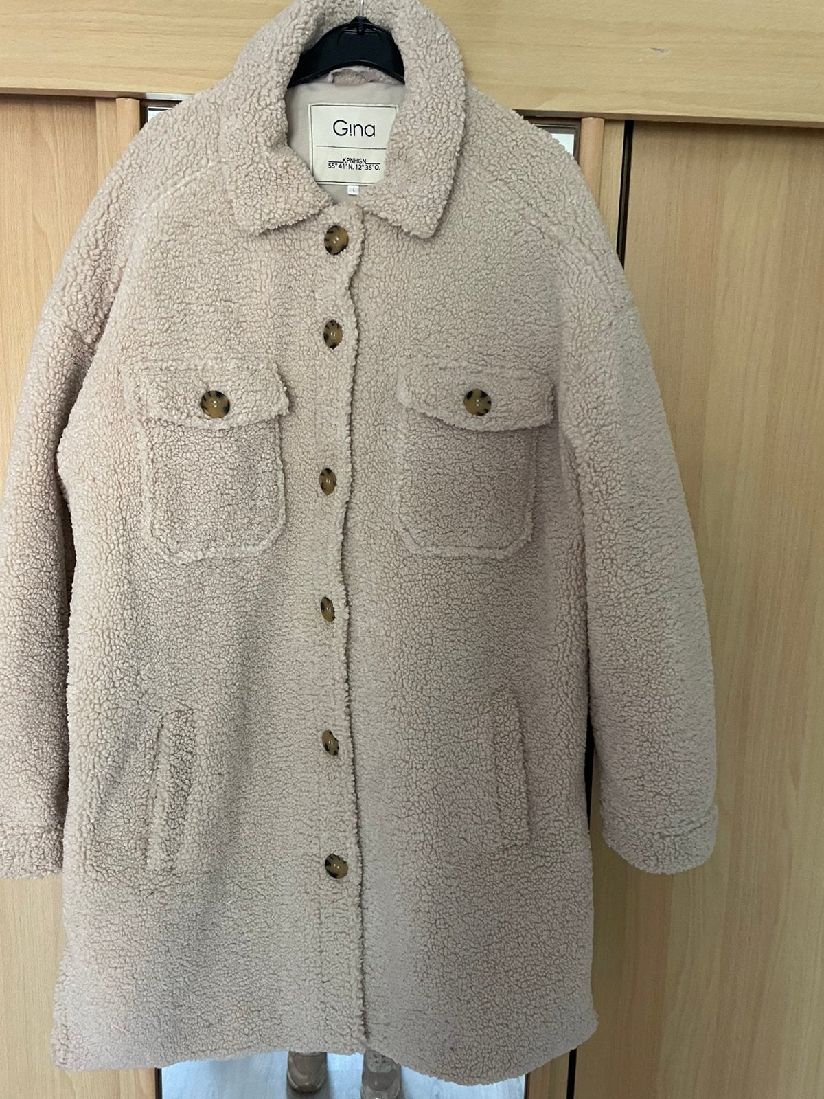 Wol witte teddy jas maat l, Ophalen, Zo goed als nieuw, Maat 52/54 (L), Wit