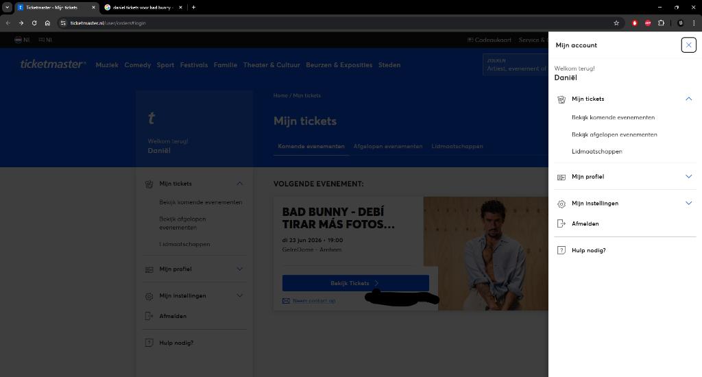 Bad Bunny Arnhem Staplaatsen (bieden vanaf 200 per ticket), Eén persoon, Juni