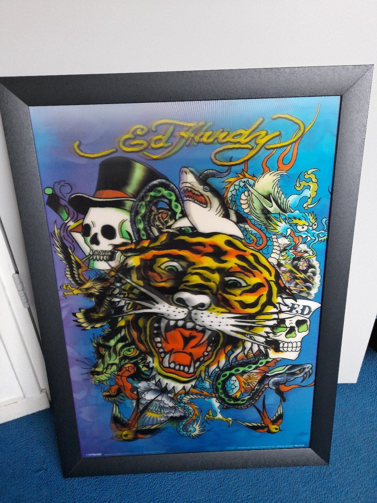 Ed Hardy 3D poster in frame, Ophalen, Zo goed als nieuw, A1 t/m A3, Overige vormen