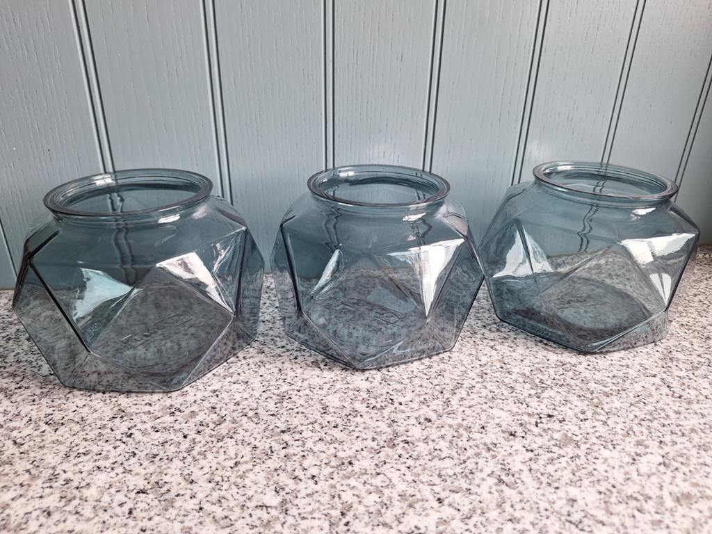 1 Ikea Windlicht / Vaasje - Blauwgrijs Glas (3 voor € 4,-)), Ophalen of Verzenden, Nieuw, Overige kleuren, Glas