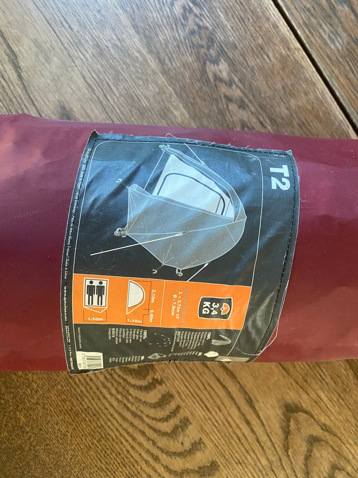 Compacte 2-persoons tent - Bordeaux rood, Caravans en Kamperen, Tenten, Ophalen, Gebruikt, Tot en met 2