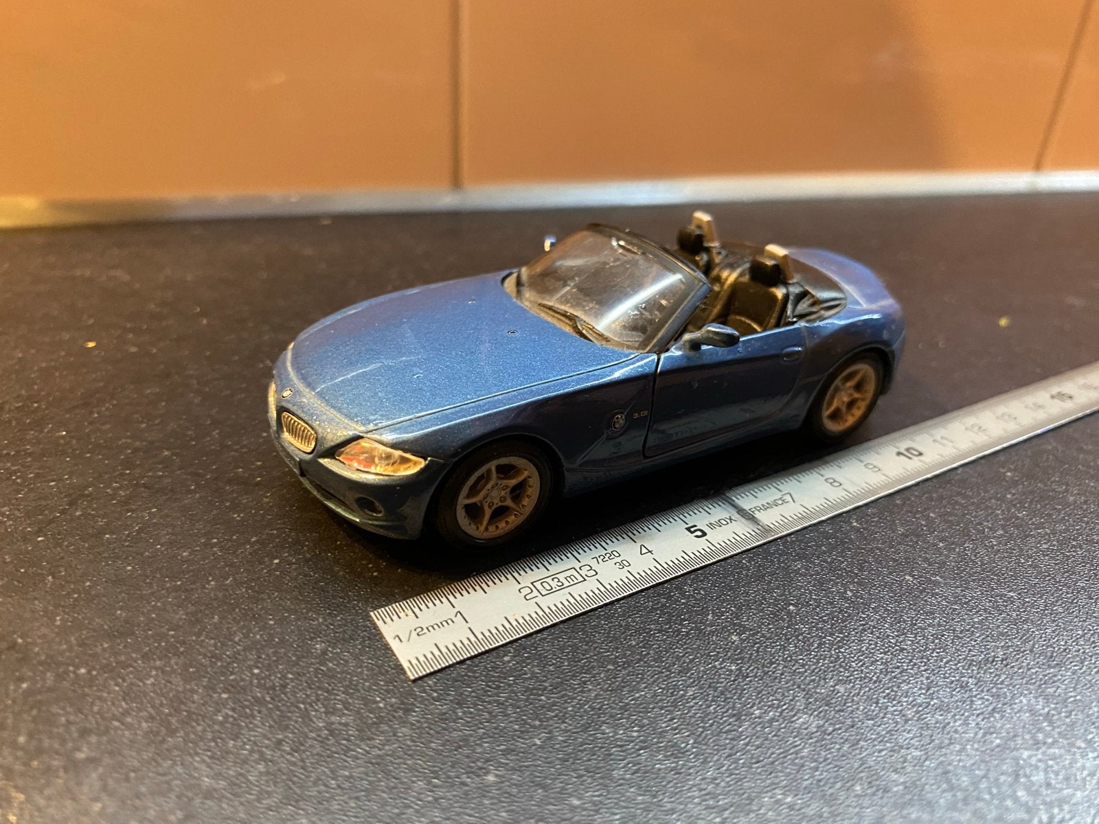 BMW Z4 schaalmodel 11cm - Blauw, Ophalen of Verzenden, Gebruikt, Auto