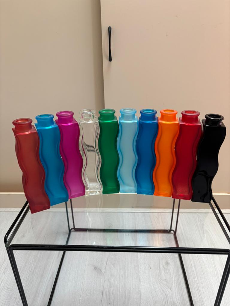 Ikea vintage golf-/kronkel vaasjes ontwerper Sigga Heimis, Gebruikt, Overige kleuren, Ophalen of Verzenden, Glas